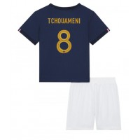 Camisa de time de futebol França Aurelien Tchouameni #8 Replicas 1º Equipamento Infantil Mundo 2022 Manga Curta (+ Calças curtas)